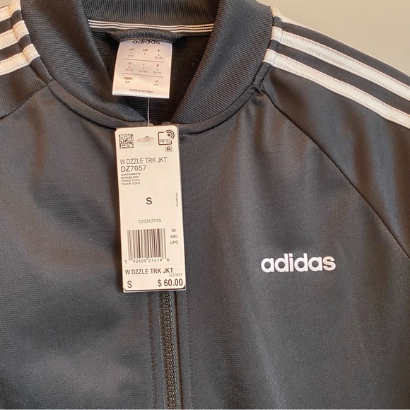 ADIDAS Classic Black and White Stripe Drizzle Track Jacket - Picture 2 of 6